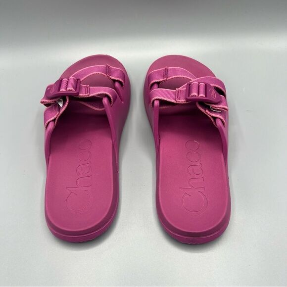 Chaco Chillos Slide Outskirt Fuchsia Pink Sandals - Picture 3 of 7